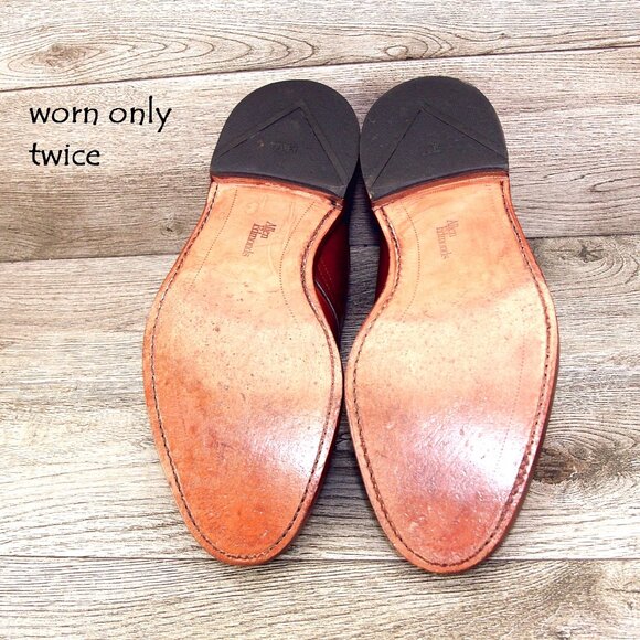 * worn 2x * Allen Edmonds JOMOC Blucher 12 EEE Wide Tan Saddle * add $15 Trees - Picture 3 of 13
